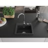 Mexen Milo évier en granit 1 bac avec robinet de cuisine Telma, noir/argent - 6505-73-670200-00