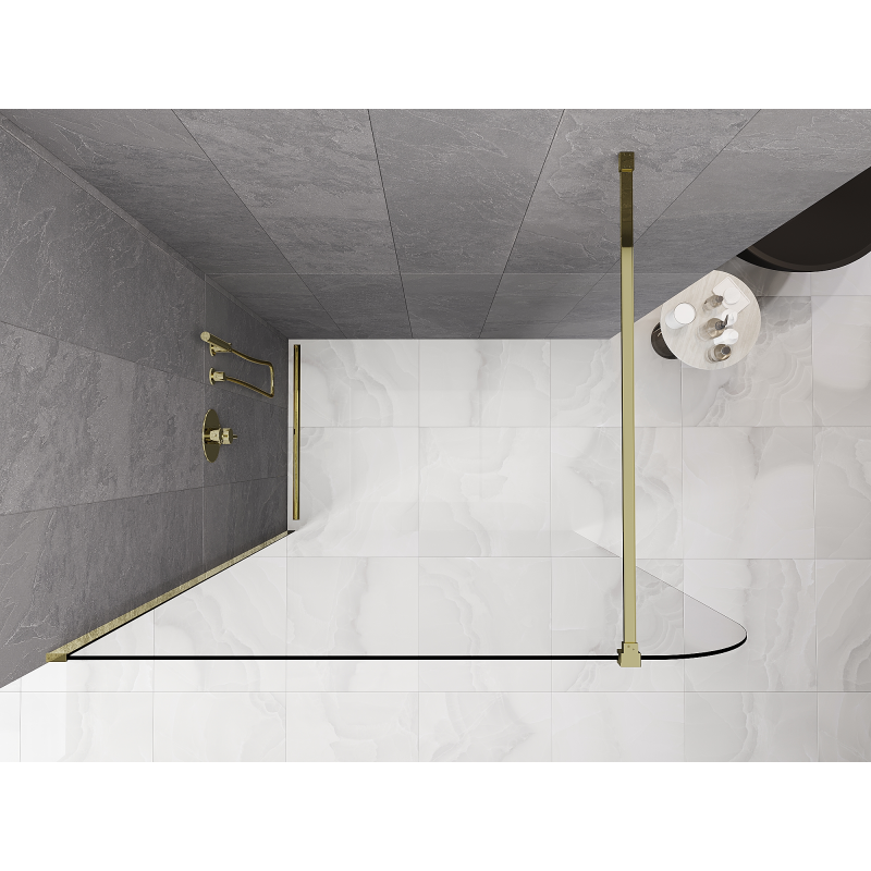 Mexen Kioto-P paroi de douche Walk-in 80 x 200 cm, transparent 8 mm, dorée - 800-080-101-50-00-P