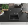 Mexen Milo évier en granit 1 bac avec robinet de cuisine Telma, noir/argent - 6505-73-670200-70