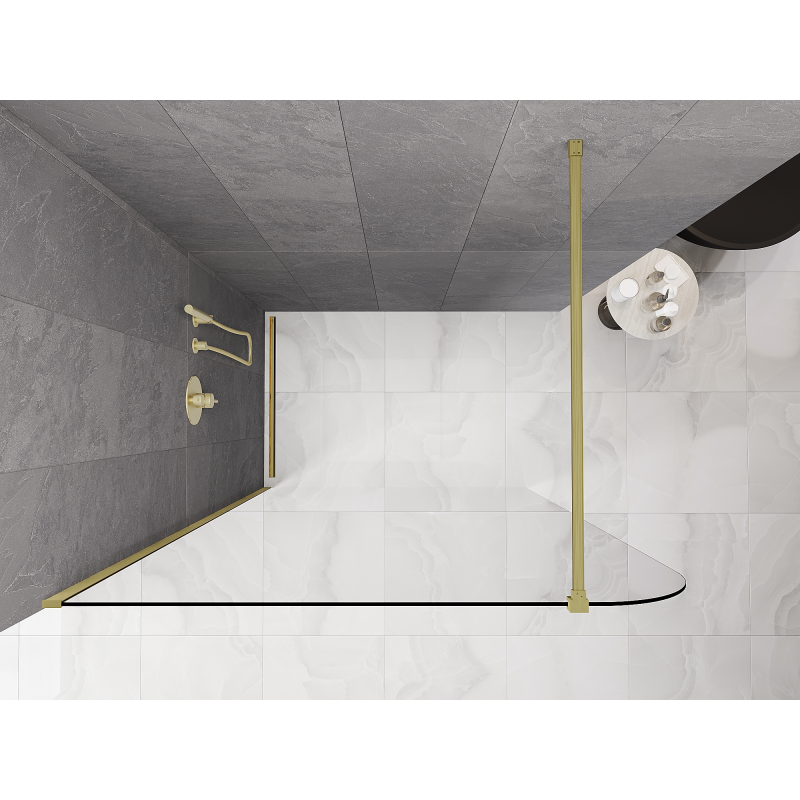 Mexen Kioto-P Écran de douche Walk-in 80 x 200 cm, transparent 8 mm, or brossé - 800-080-101-55-00-P