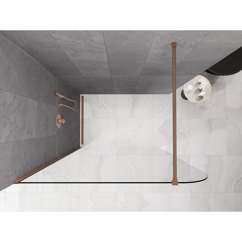 Mexen Kioto-P paroi de douche Walk-in 70 x 200 cm, transparent 8 mm, cuivre brossé - 800-070-101-65-00-P