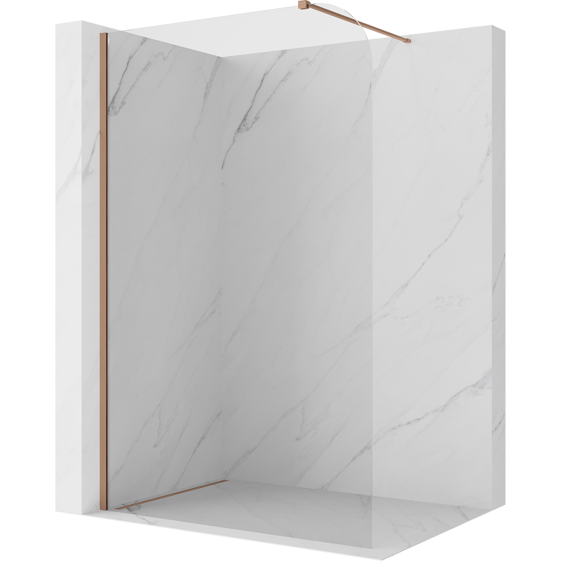 Mexen Kioto-P paroi de douche Walk-in 130 x 200 cm, transparent 8 mm, cuivre brossé - 800-130-101-65-00-P