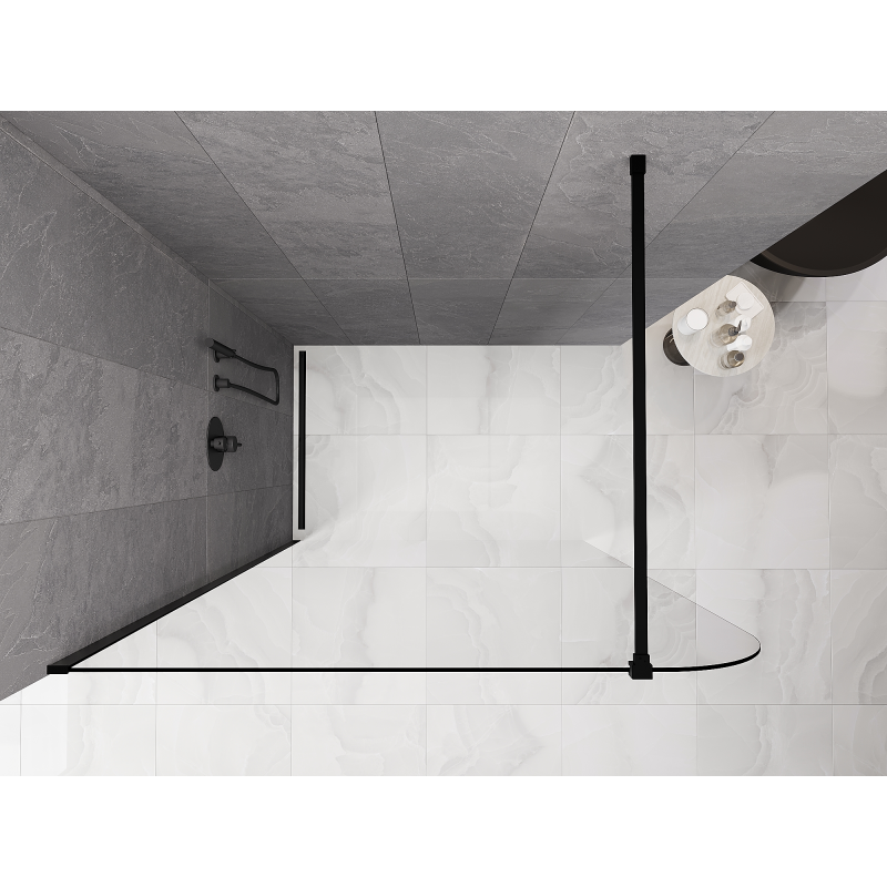 Mexen Kioto-P paroi de douche Walk-in 90 x 200 cm, transparent 8 mm, noir - 800-090-101-70-00-P
