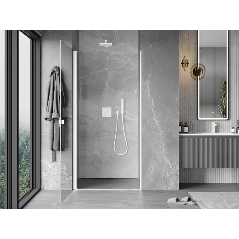 Mexen Mist-B portes de douche pivotantes 80 cm, transparentes, blanches - 8A2-080-000-20-00
