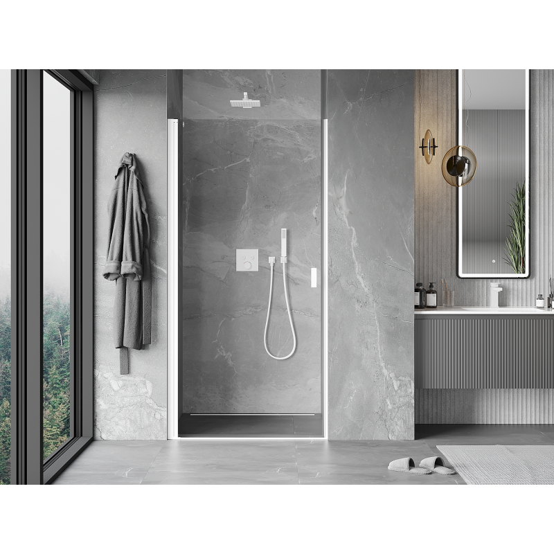 Mexen Mist-B portes de douche pivotantes 80 cm, transparentes, blanches - 8A2-080-000-20-00