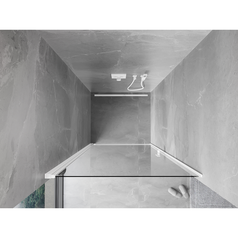 Mexen Mist-B portes de douche pivotantes 80 cm, transparentes, blanches - 8A2-080-000-20-00