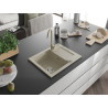 Mexen Enzo évier de cuisine en granit 1 bac avec égouttoir et robinet Telma, beige - 6506-69-670200-69