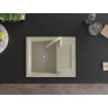 Mexen Enzo évier en granit 1 bac avec égouttoir et robinet de cuisine Telma, beige - 6506-69-670200-69