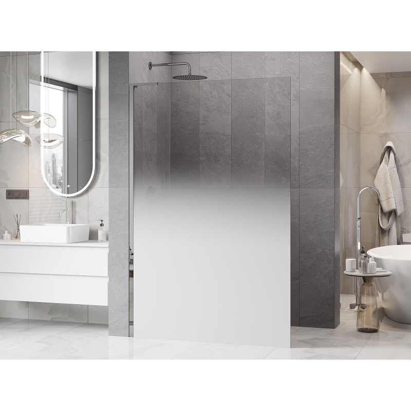 Mexen Kioto L Paroi de douche Walk-in 90 x 200 cm, ombre blanche 8 mm, chrome - 800-090-103-01-86