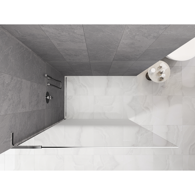 Mexen Kioto L Paroi de douche Walk-in 110 x 200 cm, ombre blanche 8 mm, chrome - 800-110-103-01-86
