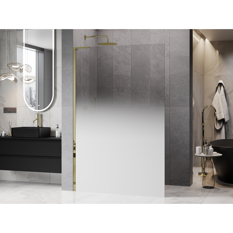 Mexen Kioto L Paroi de douche Walk-in 110 x 200 cm, ombré blanc 8 mm, dorée - 800-110-103-50-86