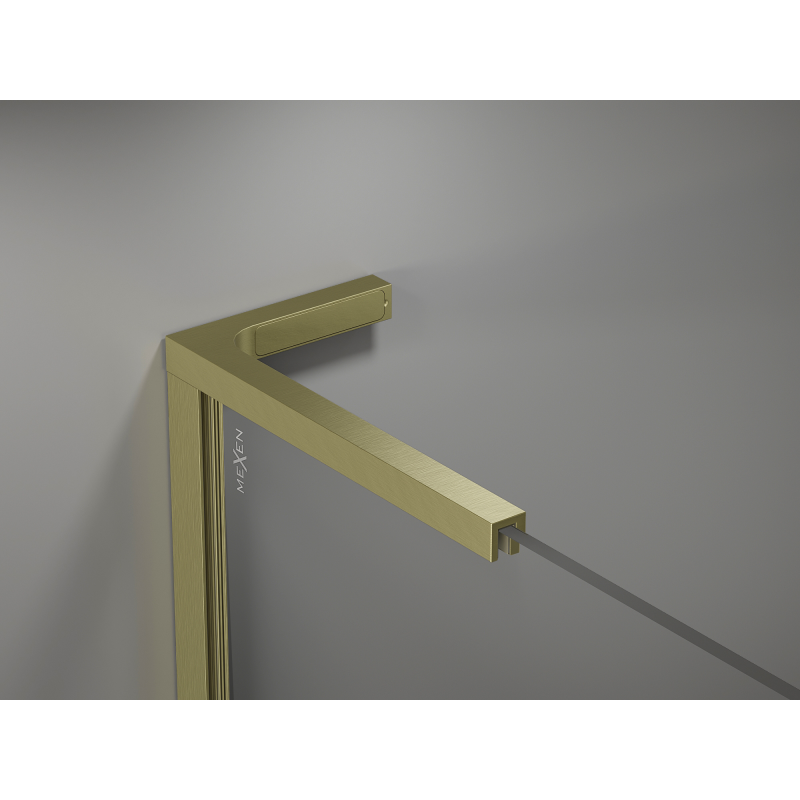Mexen Kioto L paroi de douche Walk-in 90 x 200 cm, ombre blanc 8 mm, or brossé - 800-090-103-55-86