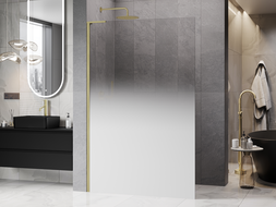 Mexen Kioto L Paroi de douche Walk-in 100 x 200 cm, ombre blanche 8 mm, or brossé - 800-100-103-55-86