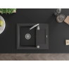 Mexen Enzo évier en granit 1 cuve avec égouttoir et robinet de cuisine Telma, noir moucheté - 6506-76-670200-00