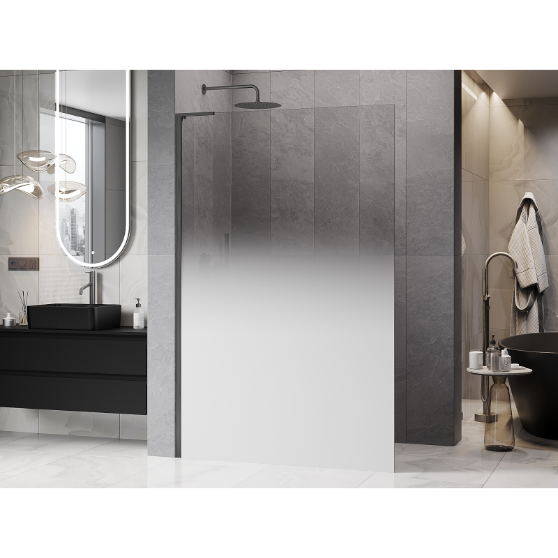 Mexen Kioto L paroi de douche Walk-in 80 x 200 cm, ombrée blanche 8 mm, gris canon brossé - 800-080-103-66-86