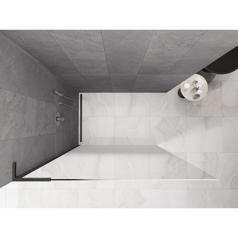 Mexen Kioto L paroi de douche Walk-in 80 x 200 cm, ombrée blanche 8 mm, gris canon brossé - 800-080-103-66-86