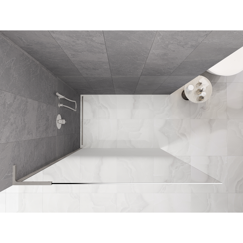 Mexen Kioto L cloison de douche Walk-in 90 x 200 cm, ombré blanc 8 mm, nickel brossé - 800-090-103-97-86