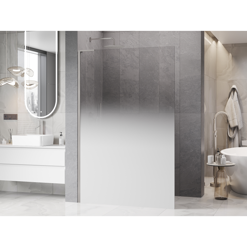 Mexen Kioto L paroi de douche Walk-in 120 x 200 cm, ombre blanche 8 mm, nickel brossé - 800-120-103-97-86