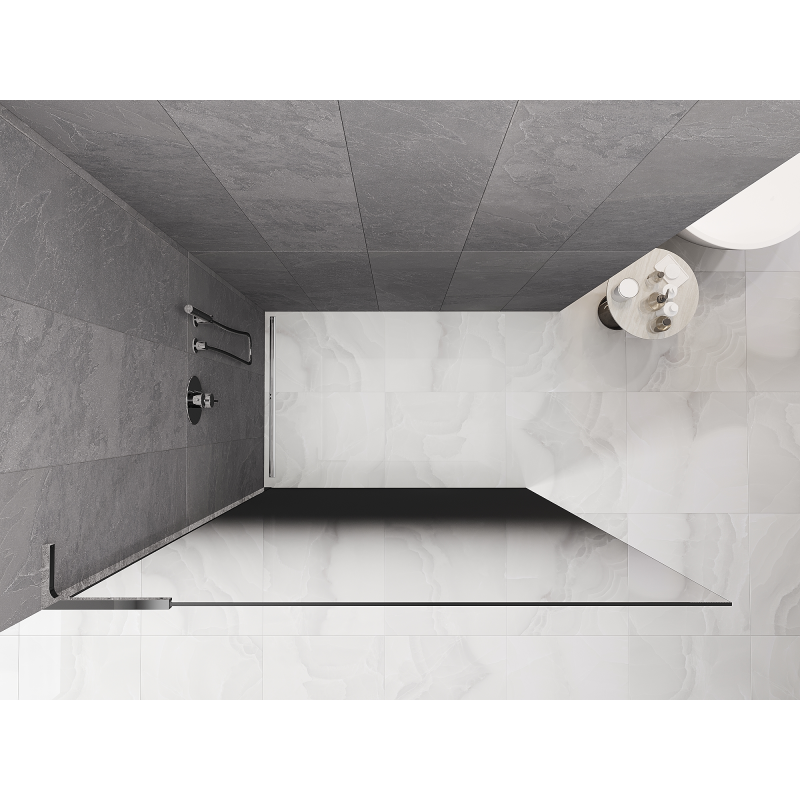 Mexen Kioto L paroi de douche Walk-in 90 x 200 cm, ombre noire 8 mm, chrome - 800-090-103-01-76