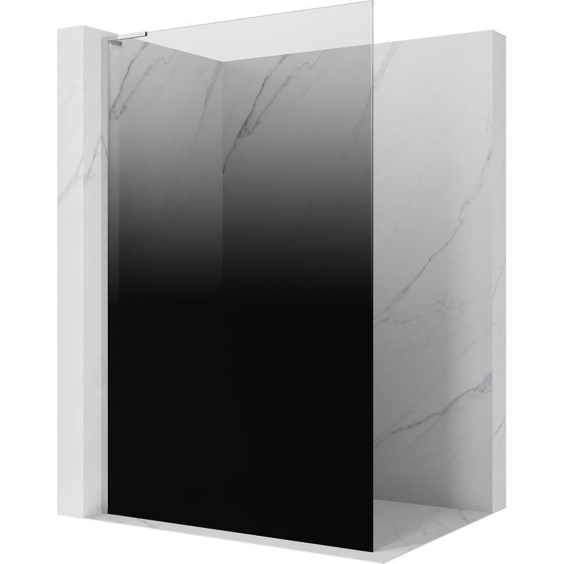 Mexen Kioto L paroi de douche Walk-in 90 x 200 cm, ombre noire 8 mm, chrome - 800-090-103-01-76