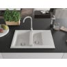 Mexen Gaspar évier en granit 1,5 bac avec égouttoir et robinet de cuisine Telma, blanc - 6507-20-670200-00