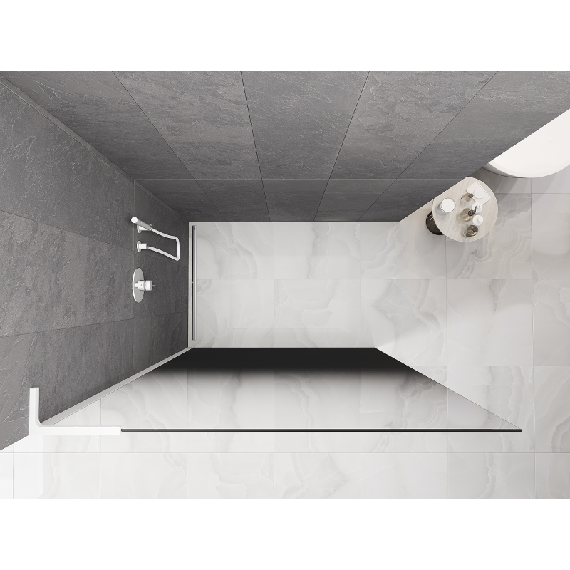 Mexen Kioto L Paroi de douche Walk-in 90 x 200 cm, ombre noire 8 mm, blanche - 800-090-103-20-76