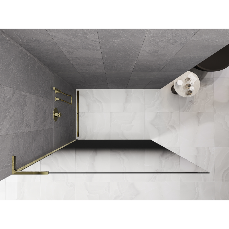 Mexen Kioto L paroi de douche Walk-in 90 x 200 cm, ombre noire 8 mm, dorée - 800-090-103-50-76