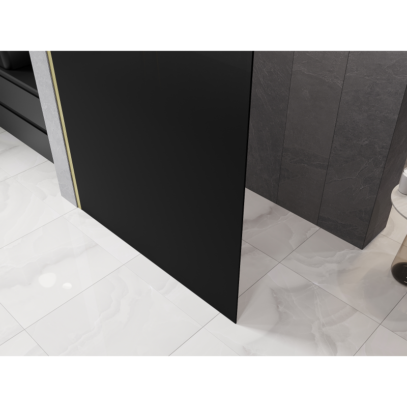Mexen Kioto L Paroi de douche Walk-in 110 x 200 cm, ombre noire 8 mm, or brossé - 800-110-103-55-76