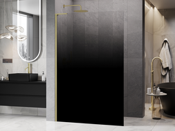 Mexen Kioto L Paroi de douche Walk-in 110 x 200 cm, ombre noire 8 mm, or brossé - 800-110-103-55-76