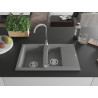 Mexen Gaspar évier en granite 1,5 bac avec égouttoir et robinet de cuisine Telma, gris - 6507-71-670200-00
