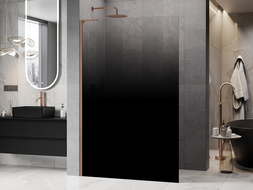 Mexen Kioto L Paroi de douche Walk-in 70 x 200 cm, ombré noir 8 mm, cuivre brossé - 800-070-103-65-76