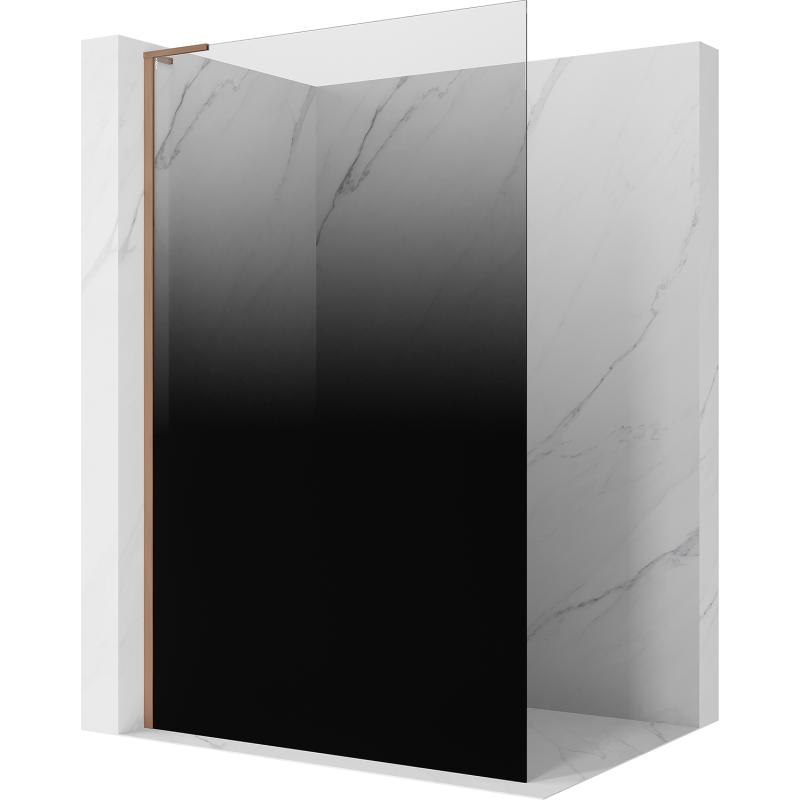 Mexen Kioto L paroi de douche Walk-in 90 x 200 cm, ombre noire 8 mm, cuivre brossé - 800-090-103-65-76