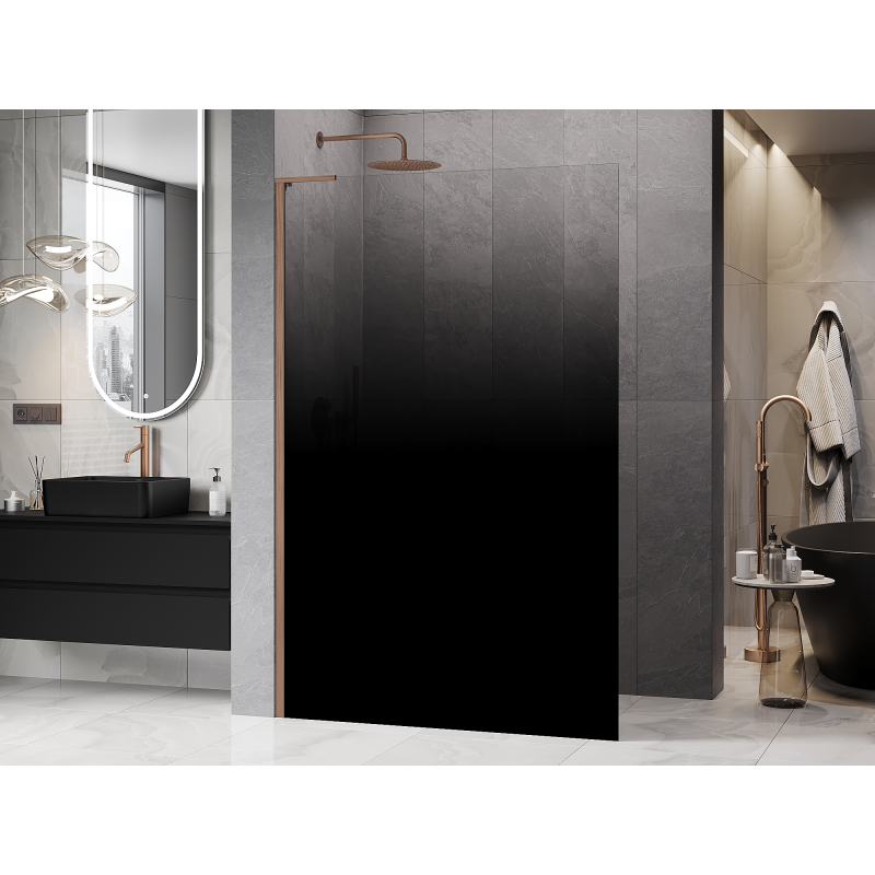 Mexen Kioto L Paroi de douche Walk-in 110 x 200 cm, ombre noire 8 mm, cuivre brossé - 800-110-103-65-76
