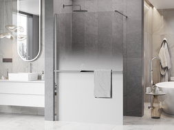 Mexen Kioto+ paroi de douche avec étagère Walk-in 80 x 200 cm, ombre blanche 8 mm, chrome - 800-080-121-01-86