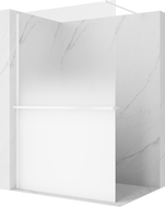 Mexen Kioto+ paroi de douche avec étagère Walk-in 130 x 200 cm, ombre blanche 8 mm, blanc - 800-130-121-20-86