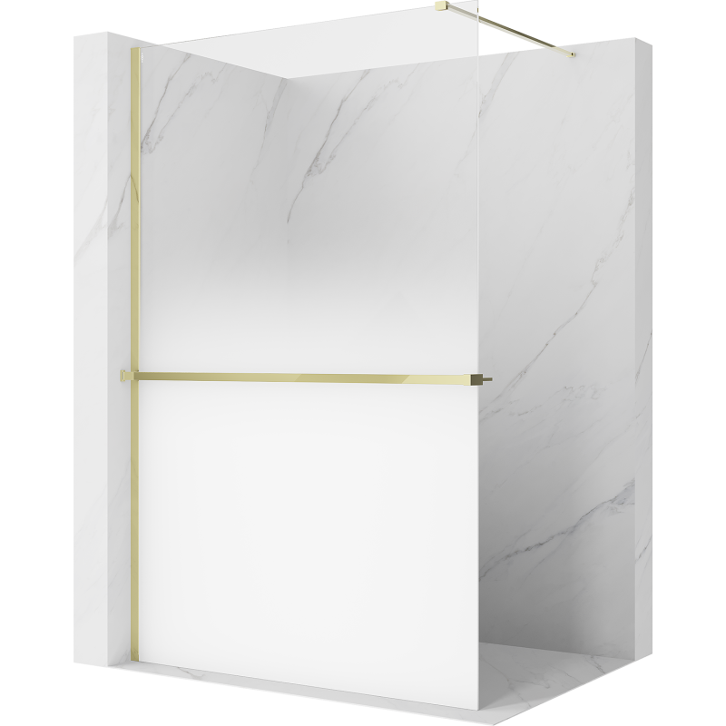 Mexen Kioto+ paroi de douche avec étagère Walk-in 90 x 200 cm, ombrée blanche 8 mm, dorée - 800-090-121-50-86