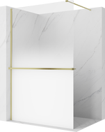 Mexen Kioto+ paroi de douche avec étagère Walk-in 70 x 200 cm, ombre blanche 8 mm, or brossé - 800-070-121-55-86