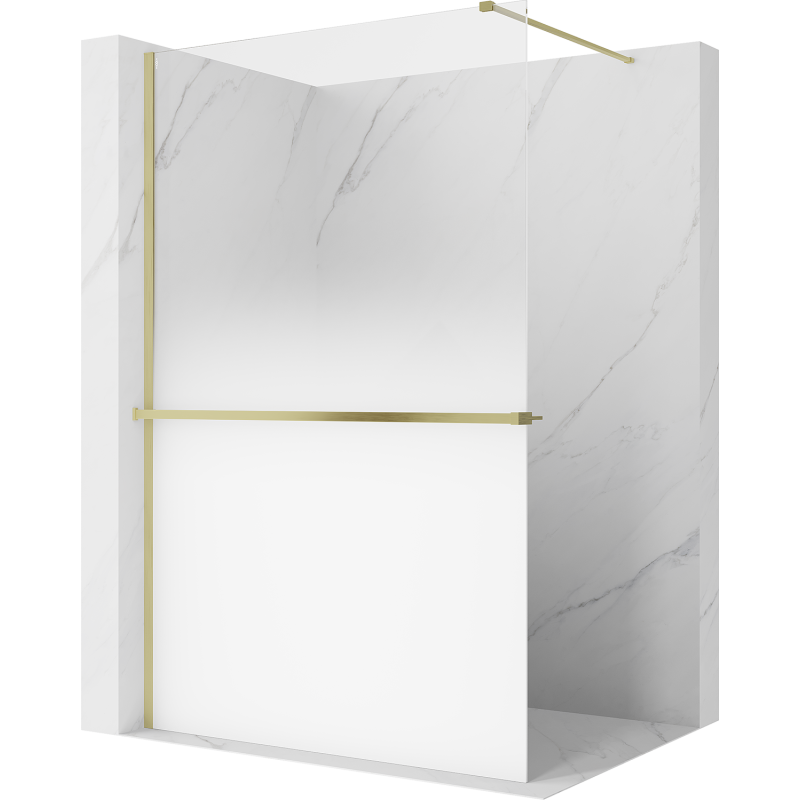 Mexen Kioto+ paroi de douche avec étagère Walk-in 80 x 200 cm, ombre blanche 8 mm, or brossé - 800-080-121-55-86