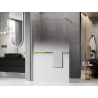 Mexen Kioto+ paroi de douche avec étagère Walk-in 150 x 200 cm, ombre blanche 8 mm, or brossé - 800-150-121-55-86