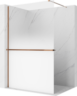 Mexen Kioto+ paroi de douche avec étagère Walk-in 80 x 200 cm, ombrée blanche 8 mm, or rose - 800-080-121-60-86