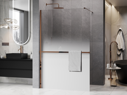 Mexen Kioto+ paroi de douche avec étagère Walk-in 100 x 200 cm, ombrée blanche 8 mm, or rose - 800-100-121-60-86