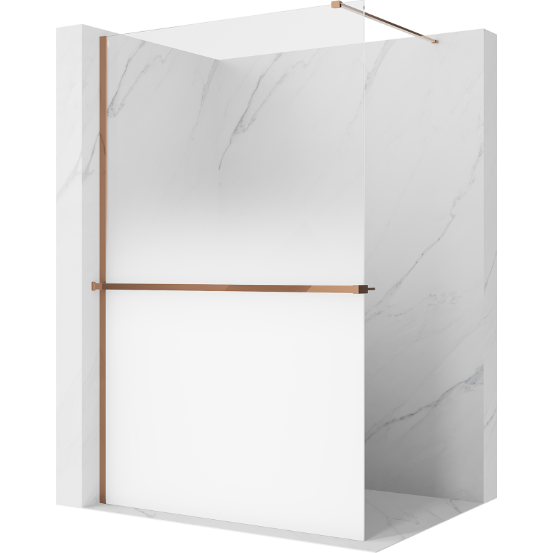 Mexen Kioto+ paroi de douche avec étagère Walk-in 100 x 200 cm, ombrée blanche 8 mm, or rose - 800-100-121-60-86