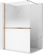 Mexen Kioto+ paroi de douche avec étagère Walk-in 80 x 200 cm, ombre blanche 8 mm, cuivre brossé - 800-080-121-65-86