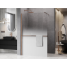 Mexen Kioto+ paroi de douche avec étagère Walk-in 90 x 200 cm, ombre blanche 8 mm, cuivre brossé - 800-090-121-65-86