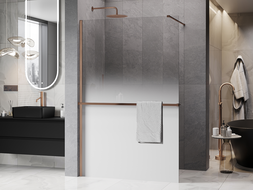 Mexen Kioto+ paroi de douche avec étagère Walk-in 100 x 200 cm, ombre blanche 8 mm, cuivre brossé - 800-100-121-65-86