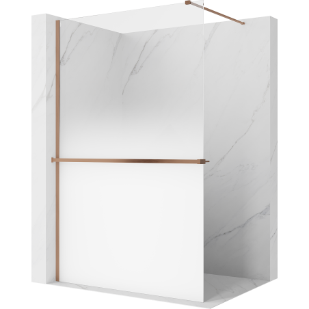 Mexen Kioto+ paroi de douche avec étagère Walk-in 140 x 200 cm, ombre blanche 8 mm, cuivre brossé - 800-140-121-65-86