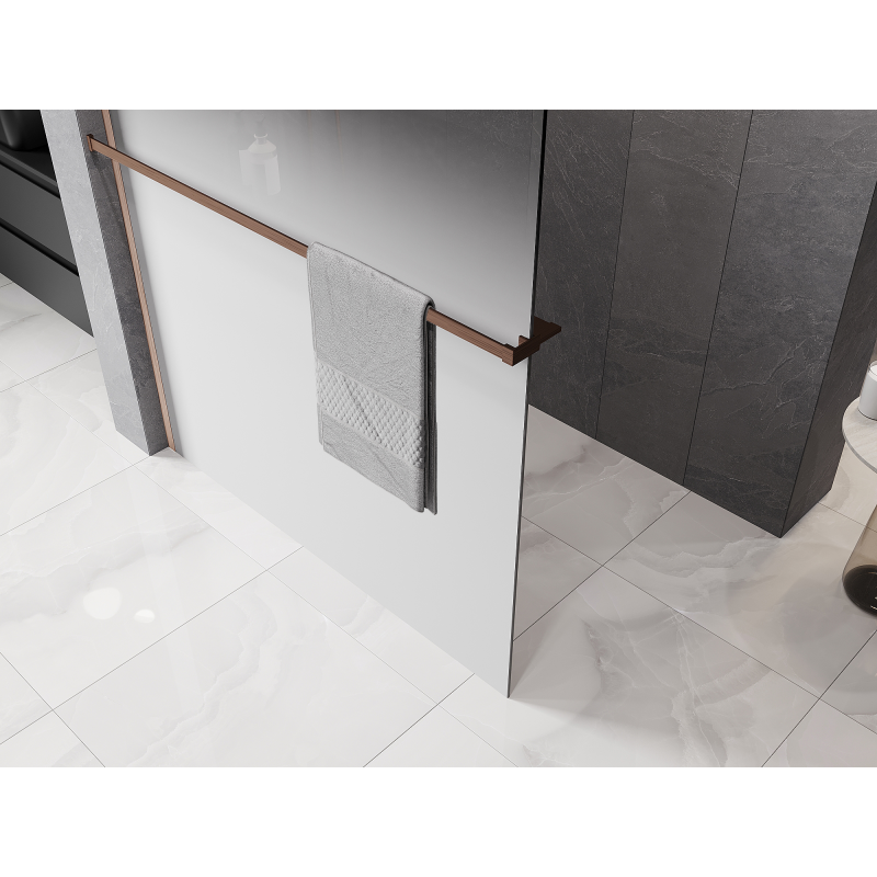 Mexen Kioto+ paroi de douche avec étagère Walk-in 150 x 200 cm, ombre blanche 8 mm, cuivre brossé - 800-150-121-65-86