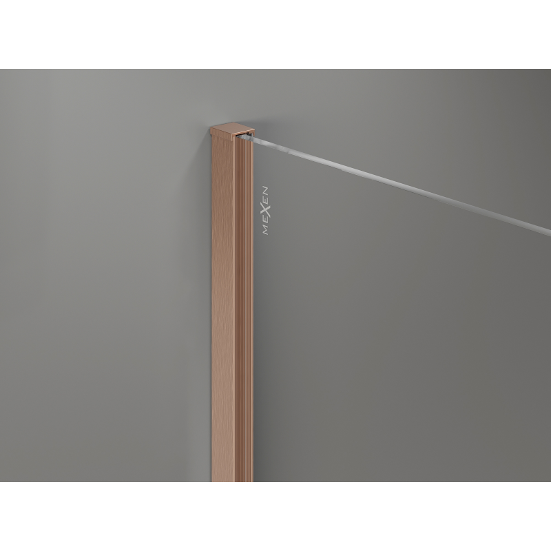 Mexen Kioto+ paroi de douche avec étagère Walk-in 150 x 200 cm, ombre blanche 8 mm, cuivre brossé - 800-150-121-65-86