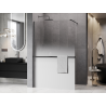 Mexen Kioto+ paroi de douche avec étagère Walk-in 110 x 200 cm, ombre blanche 8 mm, gris pistolet brossé - 800-110-121-66-86