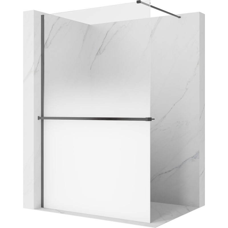 Mexen Kioto+ paroi de douche avec étagère Walk-in 120 x 200 cm, ombré blanc 8 mm, gris canon brossé - 800-120-121-66-86
